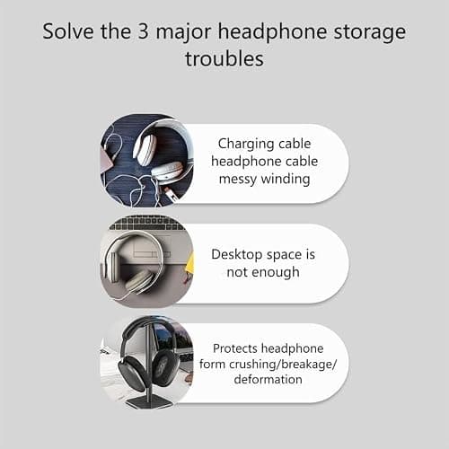 Headphone Stand, Headphone Holder, Headset Mount with Non-Slip Base for Headset Headphone (Black) thumbnail 8