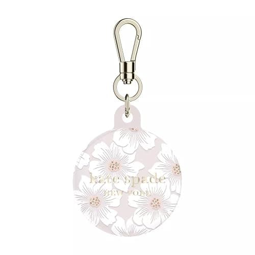 kate spade new york AirTag Holder with Gold Ring Clip - Protective Case for Apple AirTag - Hollyhock Cream - Image 1