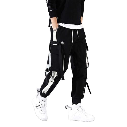 Astellarie Mens Punk Cargo Pants Hip-hop Jogger Patchwork Popular Baggy Teachwear Pants - Image 1