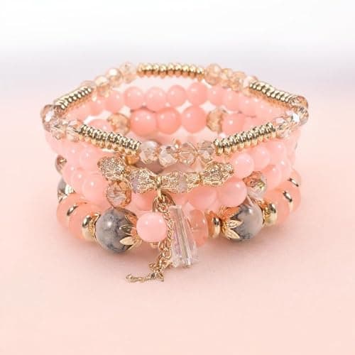 Caiyao 4Pcs Bohemia Multilayer Stackable Beaded Bracelets Set Colorful Crystal Stone Gold Beaded Stretch Bracelets Hawaii Charm Bracelet for Women Men Summer Beach Boho Vacation Jewelry Gifts thumbnail 2