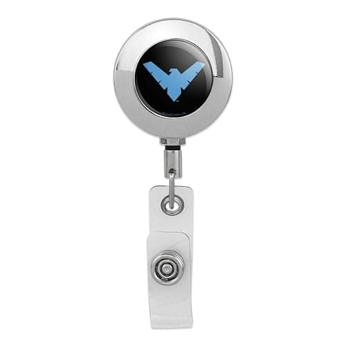Batman Nightwing Logo Retractable Reel Premium Metal Chrome Badge ID Card Holder Clip - Image 1