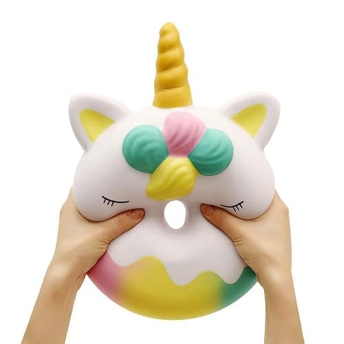 Anboor 13 Inches Squishies Jumbo Unicorn Donut Kawaii Soft Slow Rising Scented Giant Doughnut Squishies Stress Relief Kid Toys (White) thumbnail 8