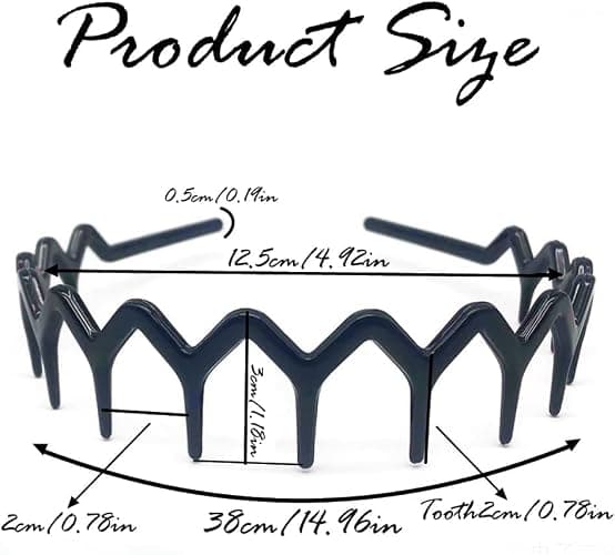 LZEDIRA 2PCS Unisex Adult Men Women Girls Plastic Wavy Tooth Headband, Black, Brown thumbnail 3