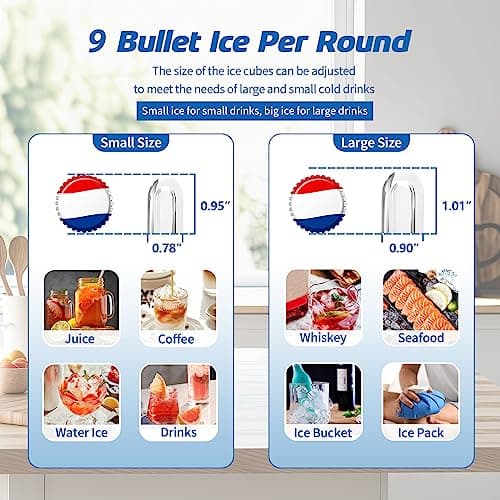 Stopsad Ice Maker Countertop, 26lbs in 24Hrs, 9 Ice Cubes Ready in 6 Mins with 2 Sizes of Bullet Ice, Auto-Cleaning Portable Ice Maker with Scoop & Basket, for Home/Kitchen/Camping/RV. (Black) thumbnail 4