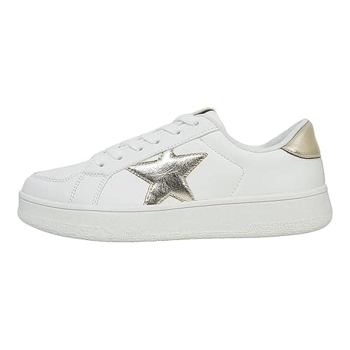 Niluber Star Sneakers for Women Low Top Comfortable Cushioned White Gold Sliver Leopard Platform Sneakers Lace Up Red Glitter Platform Party Shoes thumbnail 3
