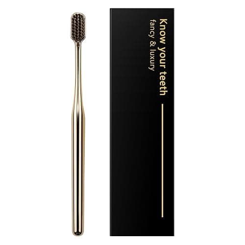 Z-VAPRESS Gold Color Toothbrush Soft Charcoal Bristles Travel Toothbrushes for Adults Luxury Gold Plated Toothbrushes Manual Toothbrush thumbnail 2