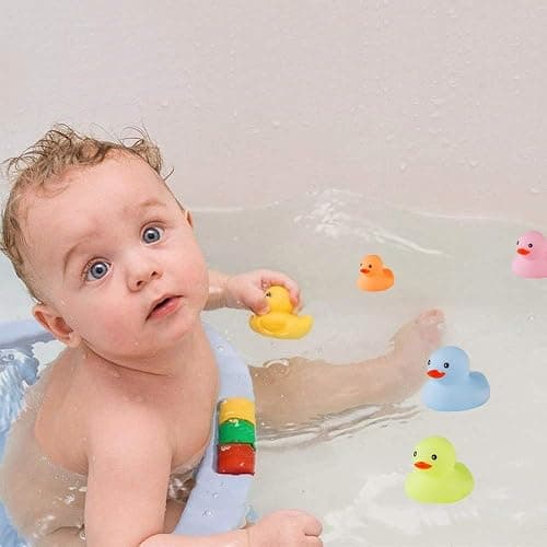 50 Pcs Multicolor Mini Rubber Ducks Baby Bath Toy ,Children Squeak and Float Colored Small Ducks in Bulk Toddlers Shower Duck Decorations Party Favors thumbnail 2