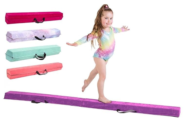Gymnastics Beam For Kids - Amazing Balance Equipment For Children at Home -210/240/270cm - Faux Suede, High Density EVA Foam - Flash Cards, Carry Straps, Carry Case and Multiple Colours! - Image 1