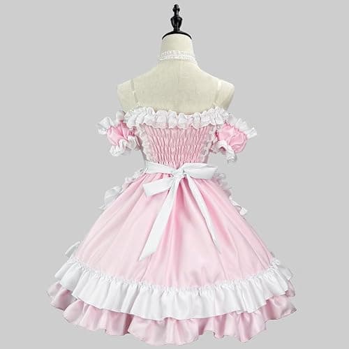 XYGJZ Sweet Lolita Dress for Women Off-Shoulder Ruffled Layered Maid Costume Cosplay Dress thumbnail 3