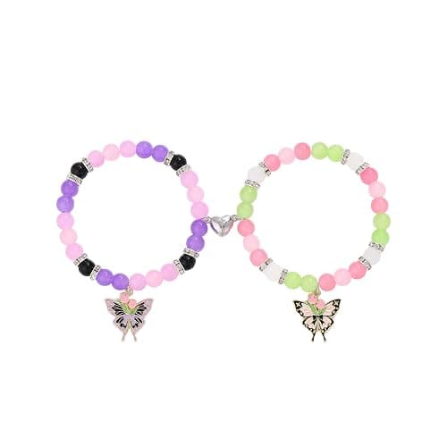 Thalireth 2Pcs Beaded Matching Bracelets For Couples Demon Killer Lightning Sakura Butterfly Anime Bracelets Halloween Christmas Gift - Image 1