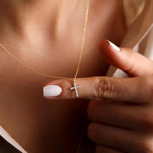 VIROMY Cross Necklace for Women 18K Gold Plated Cute Cross Pendant Choker Necklaces Simple Trendy Everyday Jewelry thumbnail 5