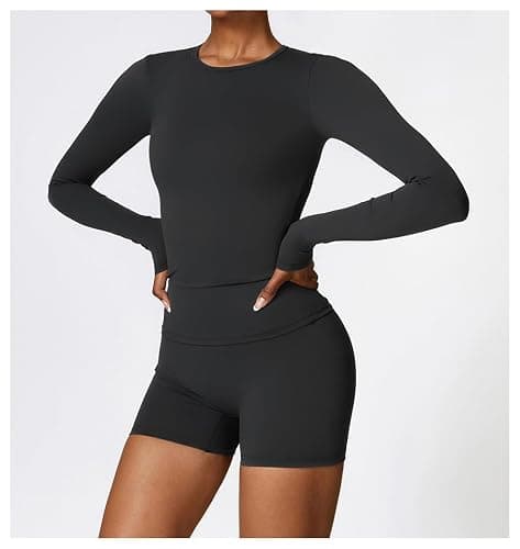 Long Sleeve Crop Tops for Women Workout Seamless Yoga Shirt Slim Fit Athletic Sports Gym Running Shirts thumbnail 3