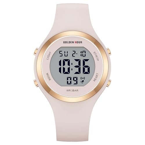 GOLDEN HOUR Waterproof Sport Women's Digital Chronograph Silicone Strap Watch thumbnail 8