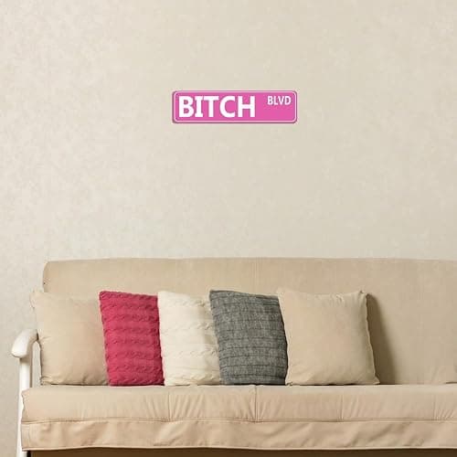 Retro Pink Tin Metal Sign - 'BITCH BLVD' - Bold Statement Decor for Home, Bar, or Dorm - 16x4 Inches - Unique Gift Idea for Friends(B71) thumbnail 6
