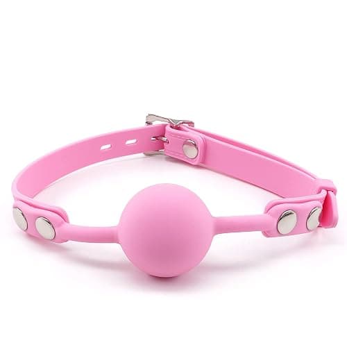 Women Pink Silicone Bondage Ball Gag for Sex Games, Silicone Sex Toys Open Mouth SM Bite Gag, Bondage Restraints Sex Gag Muzzles for SM Games (Pink-1) - Image 1