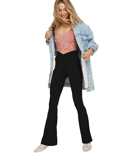 TOPYOGAS Women's Casual Bootleg Yoga Pants V Crossover High Waisted Flare Workout Pants Leggings thumbnail 2