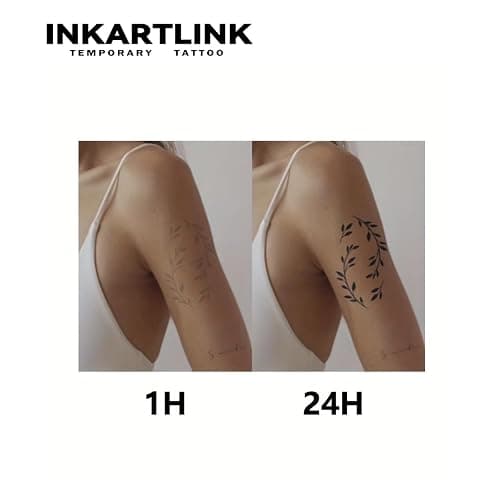 INKARTLINK Temporary Tattoos, Semi Permanent Tattoo Adult Art Design Waterproof Temp Tattoo Party Favors Tattoo Stickers Realistic Look, No Adhesive, Lasts 1-2 Weeks Black (Jellyfish) thumbnail 5