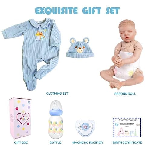 Aori Reborn Baby Dolls Boy - 18 Inch Realistic Sleeping Newborn Doll Soft Cloth Body Handmade Lifelike Baby Doll with Outfit Set - Weighted Baby Boy for Role Play, Gift for Kids 3+ thumbnail 7