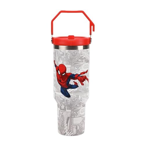 Spider-Man Web Swinging Poses White 40 Oz Stainless Steel Water Bottle - Image 1
