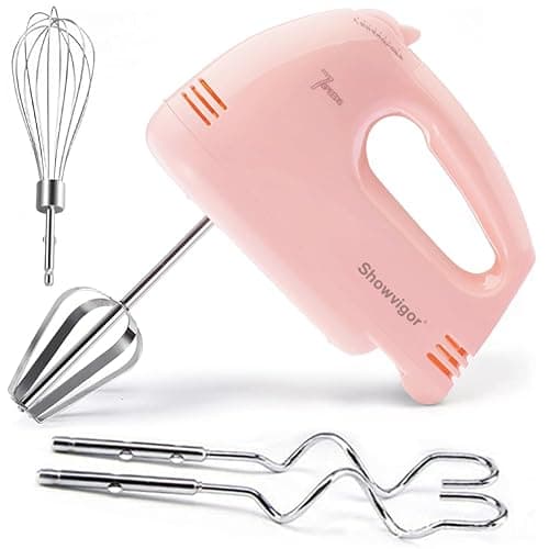 Handmixer Electric Handheld - 7 Speed Portable Kitchen Mixer Electric with 5 Stainless Steel Accessories Whisk, Food Beater for Whipping Mixing Cookies Cakes Eggs, Pink - Image 1