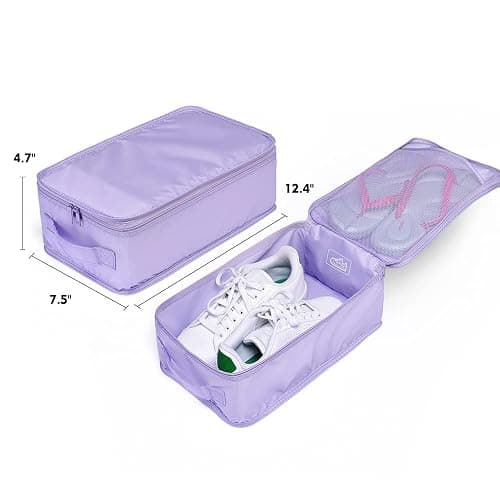 Travel Shoe Bags, Foldable Waterproof Shoe Pouches Organizer-Double Layer (4 Purple Shoe Bags) thumbnail 2