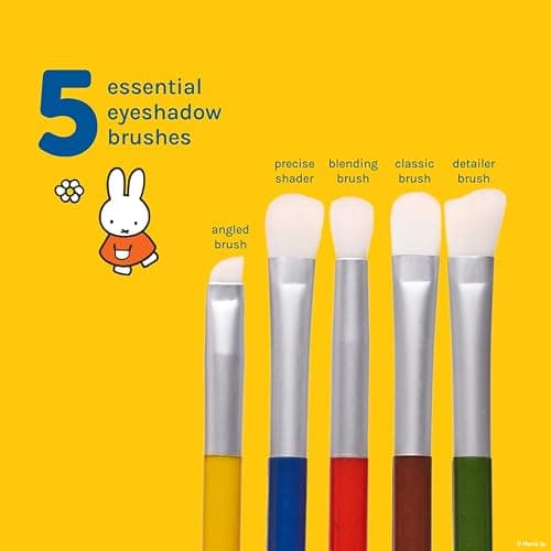 The Crème Shop Miffy Everyday Essentials Eyeshadow Brush Set and Travel Bag, Cute Miffy Pouch, 5 Eye Makeup Brushes, Korean Beauty, Blending Brush, Shading Brush, Precise Brush, Angled Shading thumbnail 4