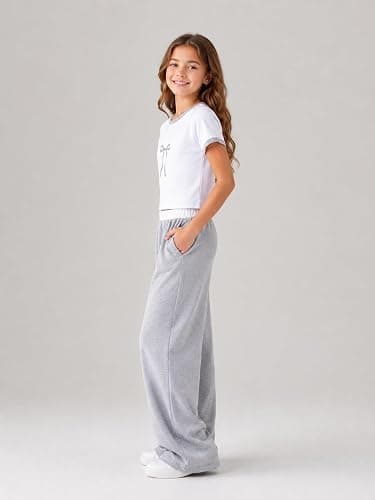 Azmxynol Tween Girls Clothes 2 Piece Outfit T-Shirt Top + Wide Leg Pants Girl Trendy Clothing Set, Sizes 7-16 Years thumbnail 4