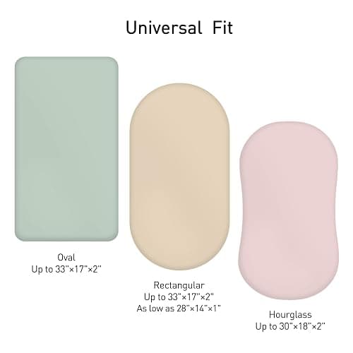 Muslin Bassinet Fitted Sheets, 2 Pack for Baby Boy and Girl, Soft Breathable Stretchy Baby Pad/Mattress Sheet Set, Universal Fit for Hourglass Oval and Rectangle Bassinet Mattress (Natural Leaves) thumbnail 5