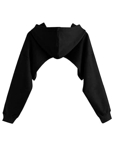 Ecolala Girls Super Cropped Hoodie Drop Shoulder Pullover Long Sleeve Crop Top thumbnail 2