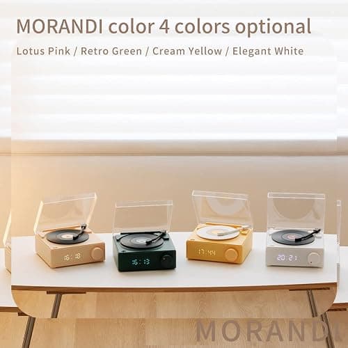 Vintage Vinyl Record Player Style Bluetooth Speaker Phonograph Style Retro Bluetooth Speaker White Cute Look Gift for Girls Good Bass Enhancement Loud Volume thumbnail 8