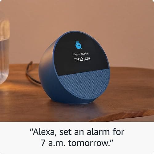 Echo Spot (newest gen), Smart alarm clock with vibrant sound + Alexa, Glacier White thumbnail 4