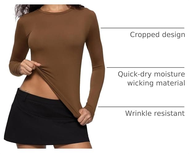 Women's Long Sleeve Shirts Crew Neck Slim Fitted Going Out Crop Casual Tops Basic Tees thumbnail 4