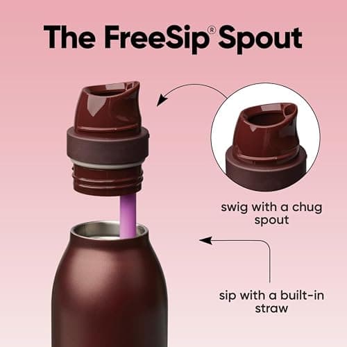 Owala FreeSip Twist Insulated Stainless Steel Water Bottle with Straw for Sports and Travel, BPA-Free, 24-oz, Black Cherry thumbnail 3