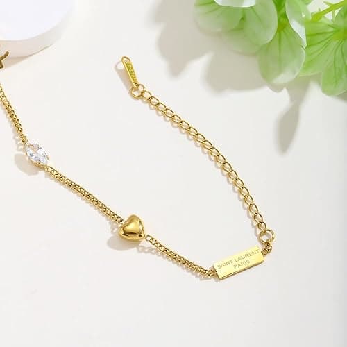 DIPEQOBA Luxury Bracelet for Women, 18K gold-plated monogram Starter Bracelet Exquisite monogram interwoven Charm Bracelet Gold Bracelet for Women Girls Gold Jewelry Gifts thumbnail 6
