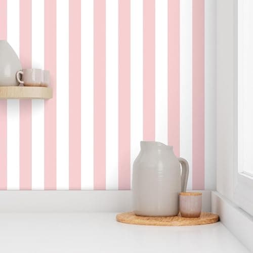 Peel & Stick Wallpaper 3ft x 2ft - Bold Stripe Dogwood Vertical Stripes Pink White Geometric Custom Removable Wallpaper by Spoonflower thumbnail 8