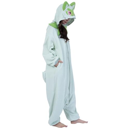 SAZAC Pokemon Sprigatito Kigurumi Onesie - Premium Adult Halloween Costume, Plush Pajamas, Durable, Machine Washable thumbnail 5