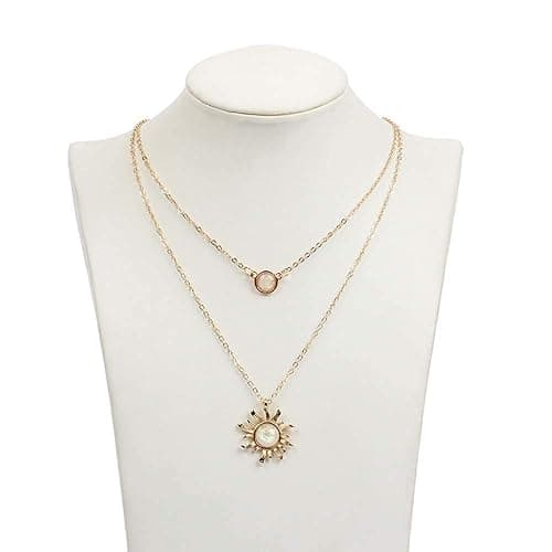 MJartoria Layered Choker Necklace Multi Chains Sun and Moon Charm Pendant Necklaces Jewelry Gifts for Women thumbnail 9