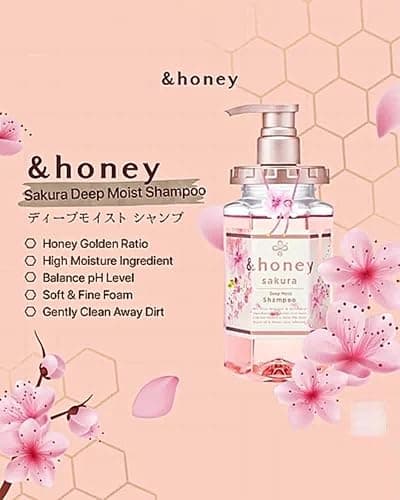 &honey Deep Moist Shampoo and Treatment Set, Sakura Edition with Hair Tie in Sprout Talk's package thumbnail 3