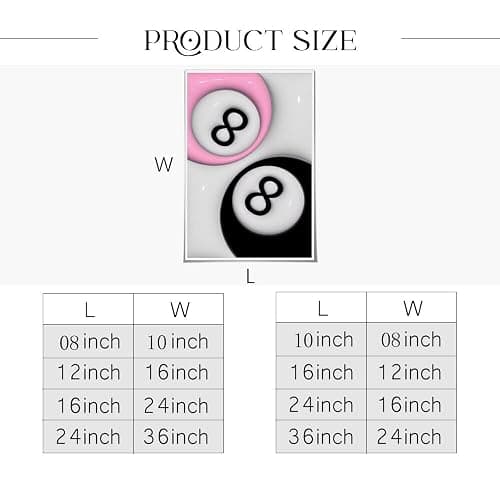 SFAOHPR Trendy 8 Ball Poster Pink and Black Preppy Print Y2K Room Decor Aesthetic Retro Wall Art Canvas Poster Bedroom living room Home Wall Decor Aesthetics Poster 12x16inch Unframed - MYUEDWW-F - 17.7L" x 13.8W" thumbnail 2