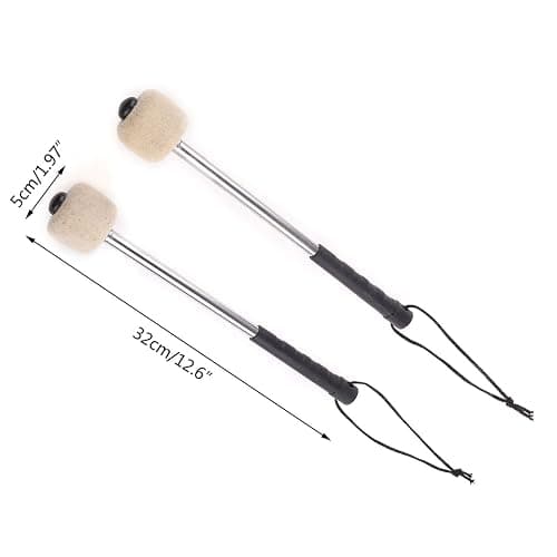 BYUTFA Bass Drum Mallet Drumstick Wool Felt for Head Percussion Instrument Mallets Timpani Stick with Stainless Steel Handle 1 thumbnail 5