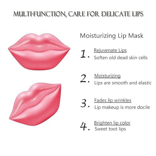 20Pcs Moisturizing/Plumping Lip Mask, Restores Moisture Mask for Dry Lips and Lines Overnight Care, Gel Treatment Masks ​ (Pink) - Pink thumbnail 2
