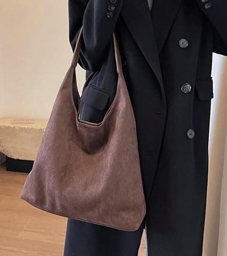 Womens Fashion Suede Shoulder Bags Large Tote Bag Retro Purse Handbag Casual Work Ladies Top Handle Satchel thumbnail 3