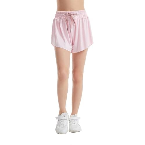 Celfaeree 3-4 Packs Girls Flowy Butterfly Shorts Athletic 2 in 1 Running Active Skirt Shorts, Workout Short for Kids Teens thumbnail 5