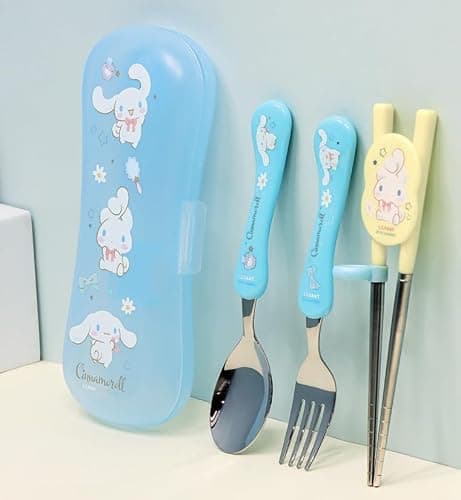 Lilfant Cute Fork, Spoon, and Chopsticks Flatware Set with Case, Stainless Steel, Medium thumbnail 2