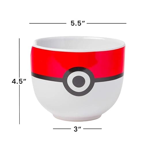 Silver Buffalo Pokemon Pokeball Ceramic Ramen Noodle Bowl with Chopsticks, Microwave Safe, 20 Ounces thumbnail 3