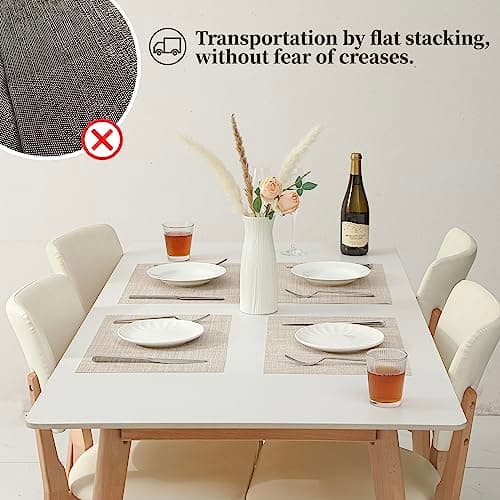 Leetaltree Beige Placemats Set of 4 - Heat-Resistant, Non-Slip Table Mats, Washable Woven Vinyl for Indoor & Outdoor Dining thumbnail 6