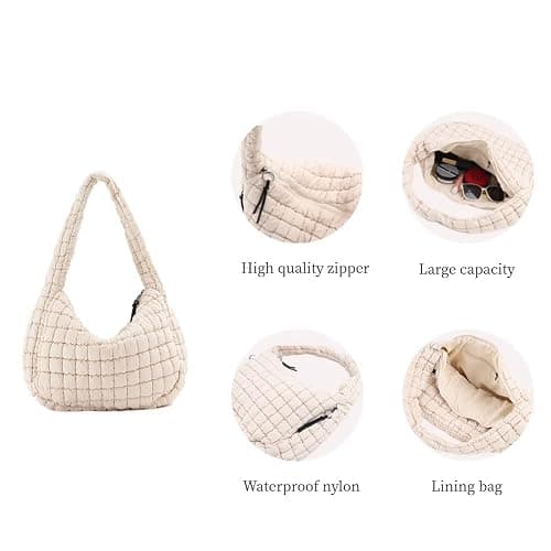 VAKAER Puffer Tote Bag for Women Quilted Crossbody Large Hobo Carryall Lightweight Padded Shoulder Bag for Travel Work thumbnail 5
