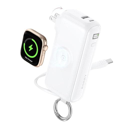 RORRY Flow Portable Charger 10000mAh 40W Wall Plug Power Bank Battery Pack | Built-in USB-C Cable, Keychain Design, Fast Charging, for iPhone 18 Pro/17/16/15, Apple Watch, iPad, Travel Essential - Image 1