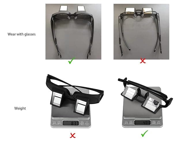 DS. DISTINCTIVE STYLE Lazy Readers Glasses Prism Glasses Lying Down Bed Horizontal Watching TV Reading Spectacles Horizontal Glasses - Black thumbnail 6