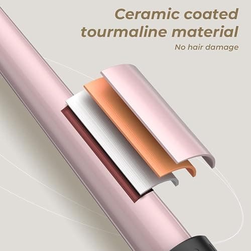 Hair Curling Wand Iron Tongs with Anti-Scald Head, 5 in 1 Hair Curler for Long Hair 10mm-32mm with 2 Crocodile Clips 1 Anti-Scald Silicone Gloves, PTC Ceramic LCD 180°C & 210°C thumbnail 6